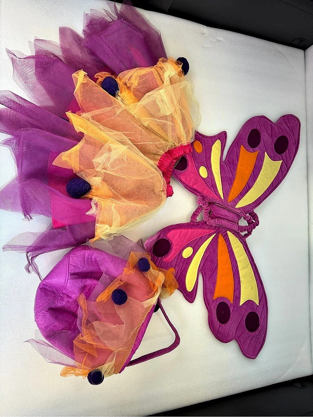 Vtg Pottery Barn Kids Pink/Purple Butterfly Fairy Costume Set Halloween Size 2T-